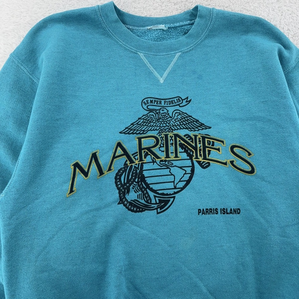 Vintage 90s US Marines Sweatshirt Crewneck‎ Mens S/M Parris Island Military USMC